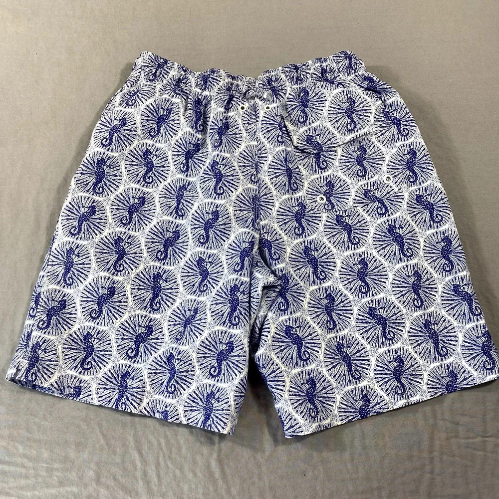 Nat Nast Swim Trunks Mens‎ Small Blue Seahorse Mesh Lined Shorts Bathing Suit